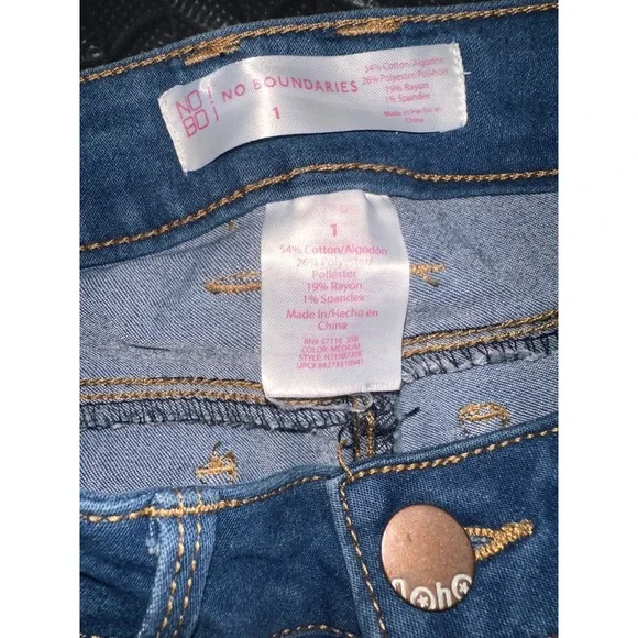 No Boundaries Juniors Skinny Jeans Medium Wash Blue Denim Size 1 NJ35B720K - Picture 5 of 6